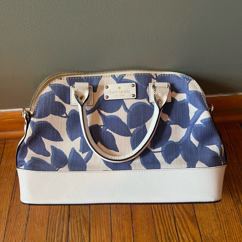 Blue and white Kate Spade Sadie Dome Satchel